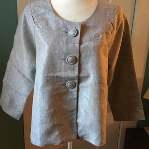 Kenar, top, silver, three quarter sleeve, sz. 6